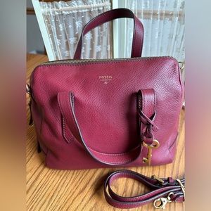Fossil Burgundy Convertible Strap Crossbody/Satchel
